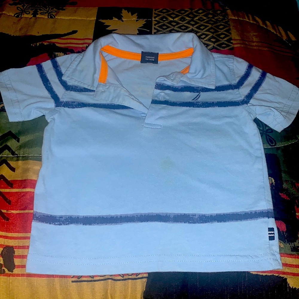 NAUTICA Blue Striped Short Sleeve Polo with shorts